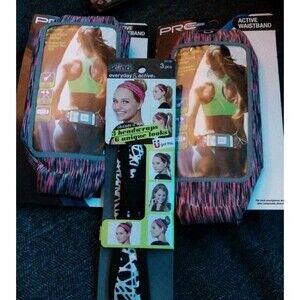 3pc Fitness Lot: 2 Pro Strength Active Waistband Phone Holders & Scunci Headwrap